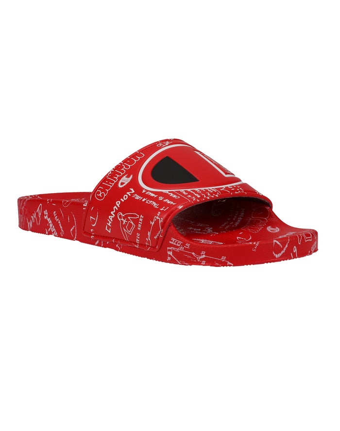 Champion Mens Slides NZ - Ipo Doodle Red ( 1472-VEXDM )